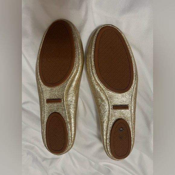 Tory Burch Reva Metallic Gold Logo Flats Size 8 - Picture 7 of 8